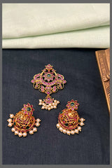 Ruby Chandbali Nakshi Pendant with Earring - NP00100