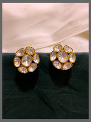 White Stone Stud Earring in Kundan - KE00495