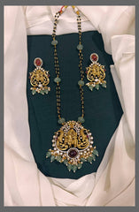 Radha Krishna Pendant with Black Beads Haram - BD0071