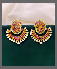 Multi Peacock Earrings In Nakshi - NE00470