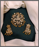 Flower and Peacock White Stone Pendent - VP0010