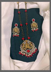 Radha Krishna Pendant with Black Beads Haram - BD0071
