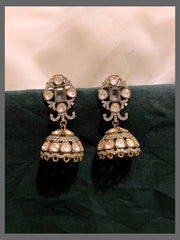 Rich white Stone Jhumki Earring in Diamond - DE006