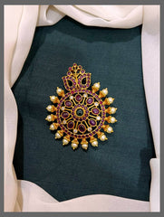 Ruby Flower Nakshi Pendant - NP0080