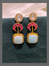 Beautiful White Stone Hanging Earring In Kundan - KE00487
