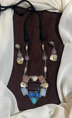 German Silver Designer Haram With Black Dori - PB00625