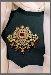 Ruby and white stone Pendent in Nakshi - NP0077