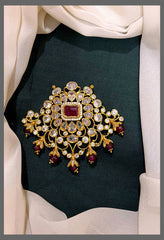 Ruby and white stone Pendent in Nakshi - NP0077