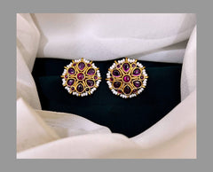 Ruby Flower with pearl in Nakshi - NE0160