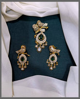 Beautiful White Stone Birds Pendent in Nakshi - NP0075