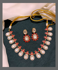 Coral with White Stone Neckalce in Victorain - VN00165