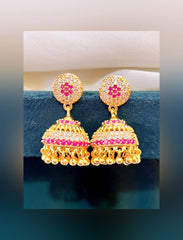 Pink Premier quality Gold Replica Jimika Naskhi Earring - NE0132