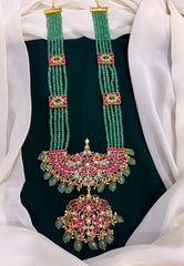 Jadau Emerald Beads Long Rani Haran - KH0038