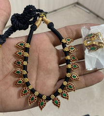 Black Dori Small Mango Kundan Neckles - BD0024