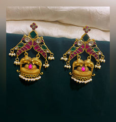 Parrot and Elephant Hanging Jimikki in Kundan - KE00146