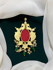 Coral Lord Ganesh pendent in Kundan - KP0066