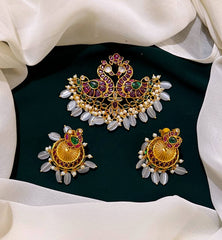 Peacock pendent with Earring in Nakshi - NP0033