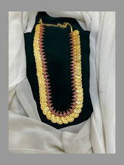 Gold Replica Ruby stone Lakshmi Kaasu Mala - KH00137