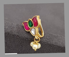 Lotus Nose Ring in Kundan - NR002