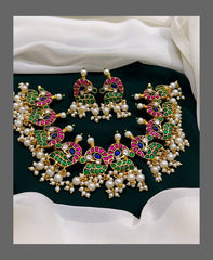 Beautiful multi-Peacock in Kundan - KN00221