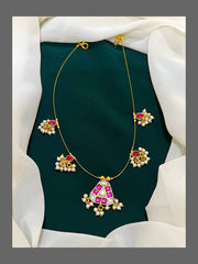 Ruby and White Stone Necklace in Kundan - KN00247