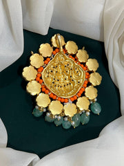 Lakshmi Pendent with Coral and white in kundan - KP00106