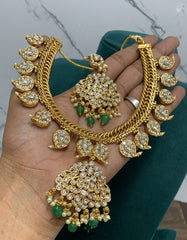 Double Sided Kempu jilebi Mango Necklace With Earrings - NN00164