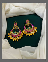 Chand Bali Ruby with Emerald Kundan Earrings - KE0067