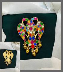 Gandaberunda Pendant in Jadau Stone - KP0041