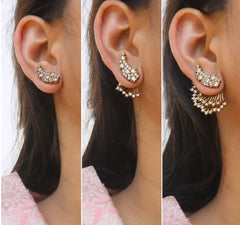 Victorian Earrings With White Stones - VE0033