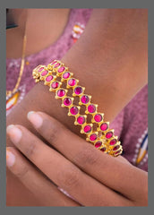 Ruby Kundan Bangles - BG00132