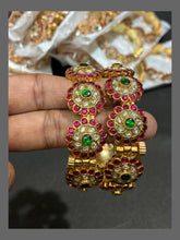 Jadau Flower Bangles With Screw Openable - BG00141