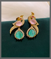 Beautiful White Stone Peacock Stud Earring In Victorian - VE00121