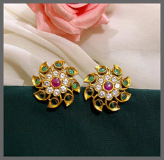 Beautiful Flower Studs In Nakshi - NE00417
