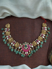 Peacock Kundan Necklace With Pearls - KN00459