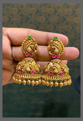 Beautiful Peacock Jhumki In Nakshi - NE00495