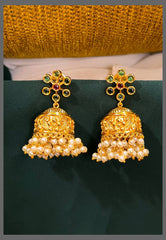 Emerald Flower Jhumki - NE00503