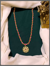Ruby Necklace With Flower Pendent - KN00488