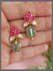 Beautiful Stone Stud With Bead - KE00510