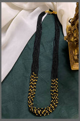 Multi Layer Double Colour Black and Golden Beads Neclace - PB00440