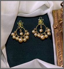 Flower Hugging pearl Earring in Nakshi - NE00587
