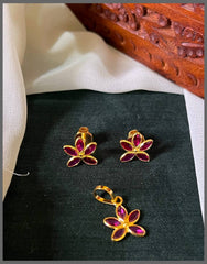 Stone Flower Pendant With Earring - NP0082