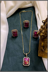 Victoria Pendant Set Chain With Earrings and Ring - VN00167