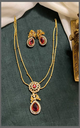 Double Layer Chain With Stone Pendant - NN00770