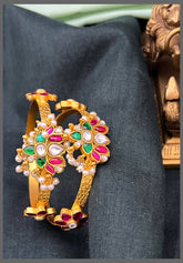 Multi Lotus Kadaga Bangles in Nakshi - BG00586