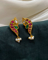 Jadau Kundan Peacock Studs With Screw -KE00585