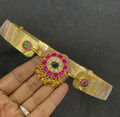 Flower Pattern Pota Stone Waist Belt - WB0034