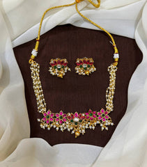Lotus Pendant Set With Pearls - PB0072