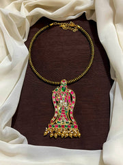 Meenakshi Amman Jadau Pendant With Black Kante - BD0019