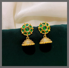 Emerald small Jhumki In Nakshi - NE00466